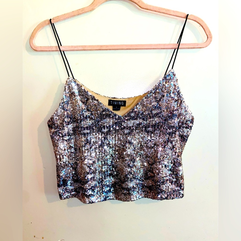 Timing Shimmer Crop Top Tank Top Size Large